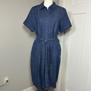 * NWT * Brooke Shields Timeless Short Sleeve Chambray Dress~ Women's 12 ~Stretch